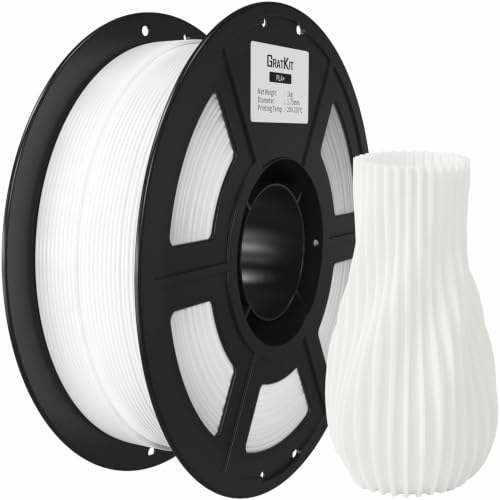GratKit PLA+ Filament 1.75mm, 3D Printer Filament,+/-0.03mm,1KG, PLA Plus White
