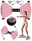 KOVAFLEX Waist Twister Machine with Smart Digital Counter and Resistance Bands 300 Lbs Capacity, Noiseless Ab Twister Board for Home Exercise, Fitness Equipment Ideal for Women to Burn Belly Fat and Tone Body(Pink)