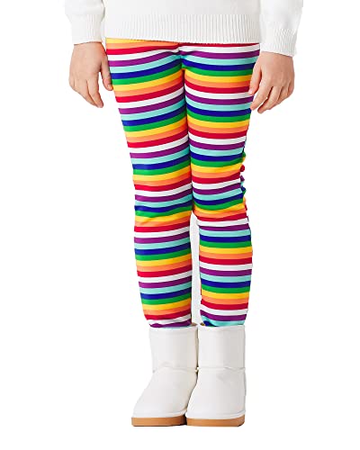 Adorel Leggins Térmicos Pantalones Forro Polar para Niñas Lindas Rayas Arcoiris 9-10 Años (Tamaño del Fabricante 150) Cover