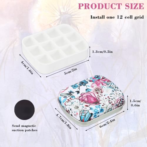 Image of HASTHIP 12 Well Mini Paint Palette Tin Box - Portable Tiny Gouache Palette with Lid Empty Metal Travel Watercolor Palettes Storage Case for Acrylic Paint, Watercolor, Nail Painting, DIY Craft
