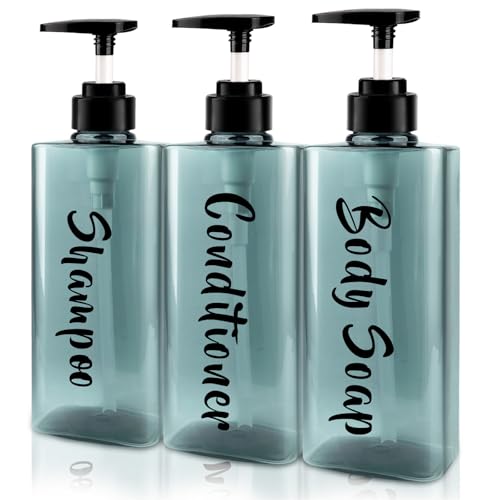 ILIKEPOW - 3 dispensadores de jabón, dispensador de gel de ducha de 500 ml con bomba, botella de champú recargable para rellenar para baño, dispensador de gel de ducha, botella de ducha para gel de