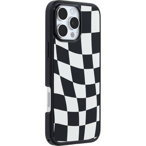 Image of OtterBox iPhone 16 Pro Max Symmetry Series Case - Wavy Charcoal Black - Ultra-Thin, Sleek iPhone Case, Protective iPhone Case with Wavy Black & White Checkerboard Pattern