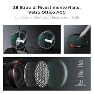 K&F CONCEPT Nano-Xcel Filtri Magnetici 77mm, Filtro Polarizzatore Circolare + Filtro Variabile ND2-32 + Filtro Nebbia Nera 1/4 + Anello Adattatore Magnetico + Coperchio Metallo Magnetico