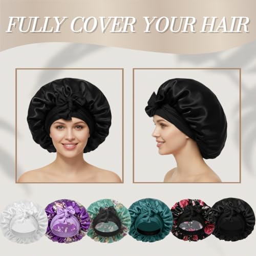 Satin Bonnets for Sleeping Women Braids Long Hair Cover Silk Hair Bonnet Night Caps XL Large Satin Sleep Cap with Tie