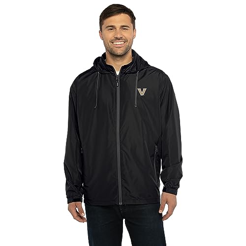Vantage Apparel Men's Collegiate Premium Lightweight Packable Hooded Wind Jacket, Vanderbilt Commodores, Small