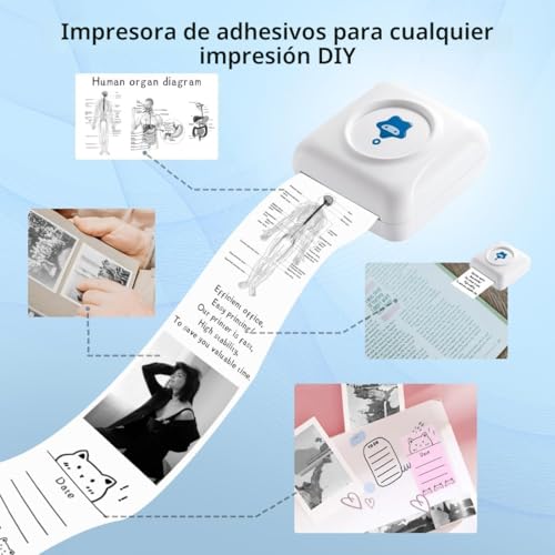 Mini impresora térmica adhesiva vretti TP2-Y, impresora portátil fotos compatible con Android 4