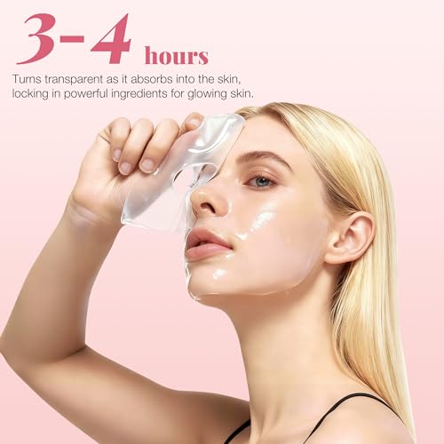 Yargkos 8 Pcs Collagen Facial Mask, Real Deep Overnight Hydrogel Face Sheet Mask Skincare, Moisturizing Hydrating Jelly Gel Mask, Elasticity Improvement, Pore Minimizing, Self Care Gifts for Women - Image 3
