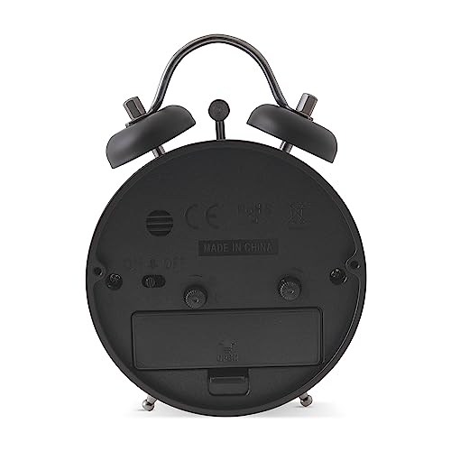 Acctim Shefford Analogue Faux Double Bell Small Alarm Clock (Black) - Image 4