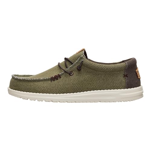 Mocassins HEYDUDE Wally Braided pour homme pieds sensibles coloris vert marron
