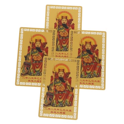 NUOBESTY 4シーツ枚太?金カード 風お守り 入り 伝統的な護符カード 幸運と を祈願 古代守護神の加護 携帯便利で風水祈祷に