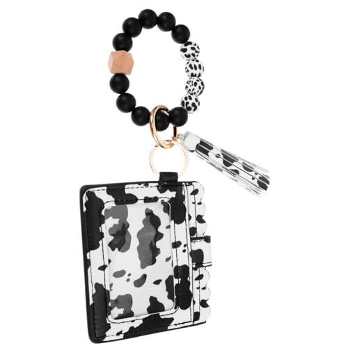 BESTYASH Cow Print Women's Wallet Clutch with Wristlet Small Purse Card Holder Stylish Beaded Design for Daily Use Special Occasions - Main Image