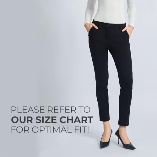 SANDY & SID Cropped Pants for Women Petite Small Size Mid Waist Slim Fit Work Pants Stretch Trousers Slack Casual Office Wear Black2