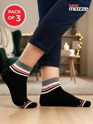 Image of Orbit Ankle Length Socks for Men |Made With Durable & Breathable Cotton | Ideal for Gym, Running, Office | 3 Pair -Multicolor