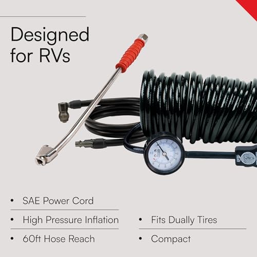 Image of VIAIR 400P-RV EF Enhanced Flow - 40144 12V Tire Inflator Portable Air Compressor with RV Inflation Gun, 90 Degree Chuck | 33% Duty Cycle @ 100 PSI, Max Pressure 150 PSI (SAE, Alligator Clips)