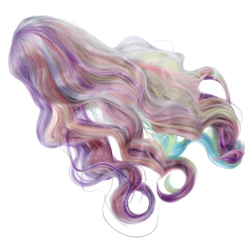 Postiche synthétique longue bouclée arc-en-ciel résistante à la chaleur pour femme