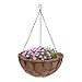 Spetebo Metall Blumenampel mit Kokos Einsatz - 30 cm - Blumenschale zum Hängen inklusive Kette - Gartendeko Hängetopf Hängeampel Pflanzschale Blumentopf hängend