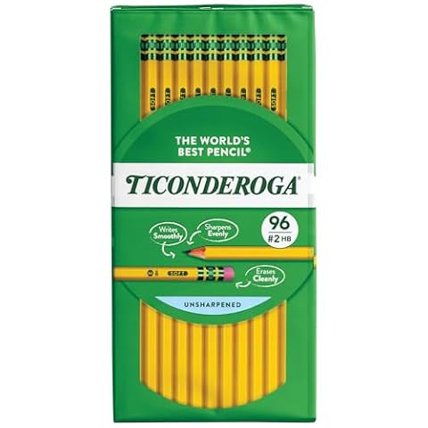Ticonderoga Ołówki w drewnie, nieostrzone, 2 HB miękkie, żółte, 96 szt