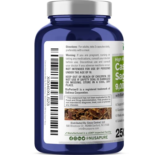 NusaPure Cascara Sagrada 9,000mg 250 Vcaps (Bioperine, Non-GMO, Extract 10:1) - Thumbnail 3