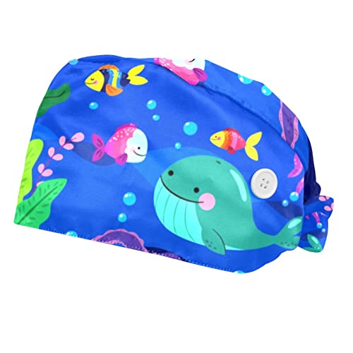 Chapeaux de travail bouffants JDEZ avec motifs baleine et poisson respirants