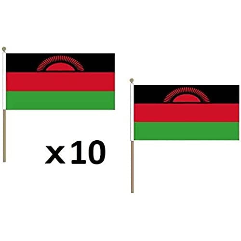 Drapeau Malawi 45x30cm avec hampe en bois Az Flag lot de 10