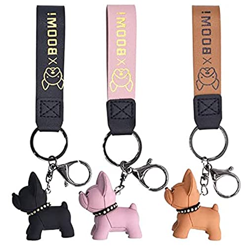 DOYUKY 3 Pezzi Portachiavi Ciondolo Cane, Portachiavi Bulldog, Portachiavi Bulldog Francese, per Borsa, Zaino, Chiavi della Macchina, Borsetta, Borse Decorazione, Borse, Cinture