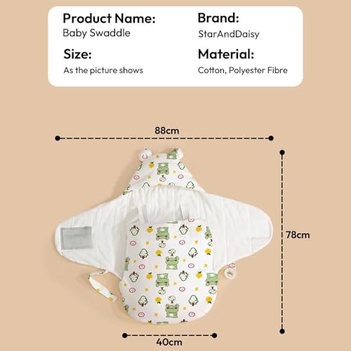 Image of StarAndDaisy Baby Swaddle Wrap for Newborn 0-9 Months, Baby Sleeping Bag Or Blanket, Muslin Swaddle for New Born Boys & Girls for All Season Frog Print