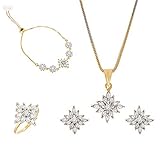 Aport Presents Jewellery Set for Women American Diamond Necklace Set with Earrings, Bracelet and Ring Jewellery for Girls and Women #Aport-4839