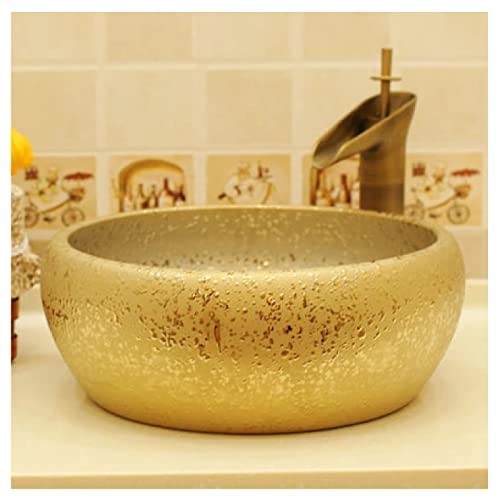 YYZD® Lavabo de cerámica Lavabo de baño de lavabo de champú de flor electrochapado-4 Cover