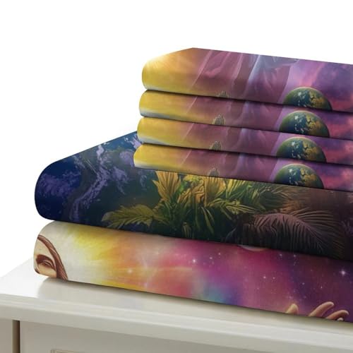 Housse de couette Jésus impression 3D King en microfibre avec taies d'oreiller