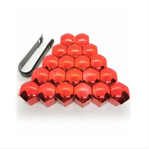 �z�C�[���X�^�b�h �J�[�X�^�C�����O�z�C�[���i�b�g�n�u�l�W�J�o�[ 17mm 19mm 21mm Compatible With Peugeot For 308 508 2008 3008 4008 6008 301 206 307 406(Red)