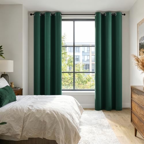 Image of MIULEE Hunter Green 100% Blackout Curtains for Bedroom 40x84 Inch Long