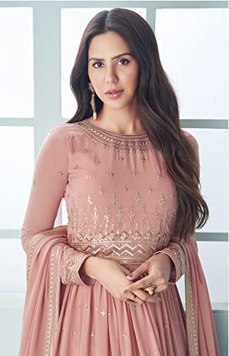 Image of ZUVAANYA Ready To Wear Indian /Pakistani Party Wear Women's Embroidery Faux Georgette Anarkali Floral Gown For Women