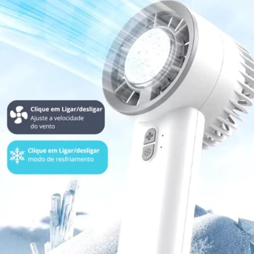 Ventilador Portátil Potente com Sistema de Refrigeração, USB-C, 3 Velocidades, Ideal para Makes. (Pr