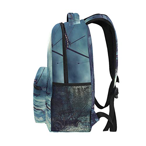 AUUXVA Kids Backpack School Shoulder Bag Large Waterproof Durable Bookbag Laptop Daypack for Students Teens Girls Boys Elementary (Pirate Ship)4