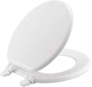 BEMIS 400TTA 000 Economy Toilet Seat, Durable Enameled Wood, ROUND, White