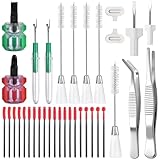 LEONTOOL 35-teiliges Nähmaschinen-Reinigungsset – Silikonbürsten, Schraubendreher, gerade/abgewinkelte Zange, Löschere, Fusselbürsten, Reparatur- und Pflegewerkzeuge