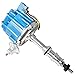 A-Team Performance - HEI Distributor Blue Cap and 8mm Silicone Spark Plug Wires Kit - Compatible with Ford FE 332 352 360 390 406 427 428