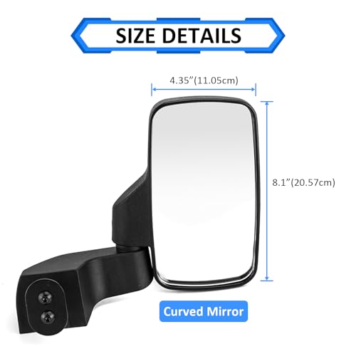 Image of Wsays UTV Side Mirrors Door Mounted Compatible with Polaris Ranger XP 1000 / SP 570 / Crew /Northstar /Commercial Pro XD 2018-2026 (ONLY FOR FULL DOORS)