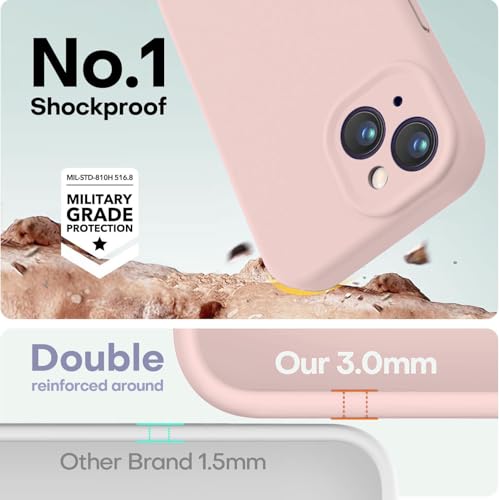 Image of DIZORO Square Candy Liquid Silicone iPhone Case Cover Compatible for iPhone 13, All Cube Series with Microfiber Lining Compatible iPhone 13 (6.1 inch) - Pink