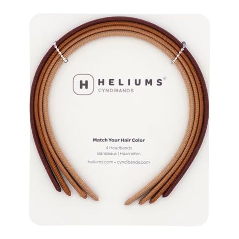 Heliums Thin Headbands - 8mm Skinny Hairbands for Women, 4 Count, Comfortable Narrow Headband Blends with Hair Color (Auburn, Dark Blonde, Ginger) Cover