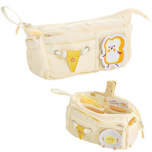 Image of KEYDUACU High Capacity Pencil Case - Large Portable Pen Bag Organizer with Easy Grip Handle & Loop, Includes Funny & Cute Journaling Supplies(Magic kitchen)