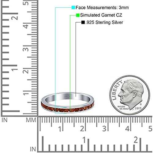 Blue Apple Co. Full Eternity Promise Wedding Stackable Band Bridal Ring Round Cubic Zirconia 925 Sterling Silver3