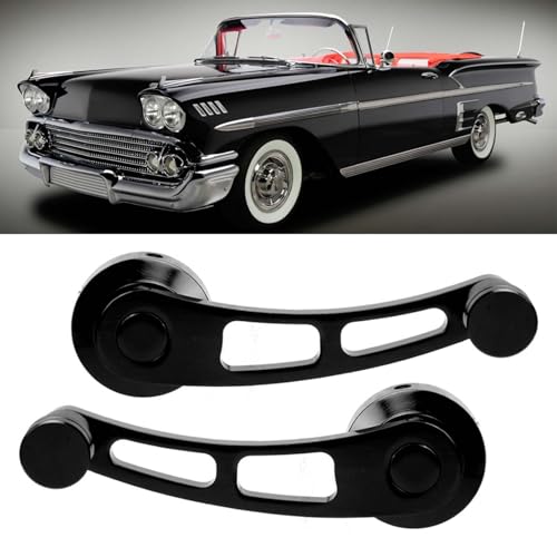 Image of Window Crank, 2PCS Window Crank Handle Replacement Alloy Window Handle Riser Winder Crank Fit for Classic Car, Ergonomic Design for Easy Operation with Installation Tool (Black)