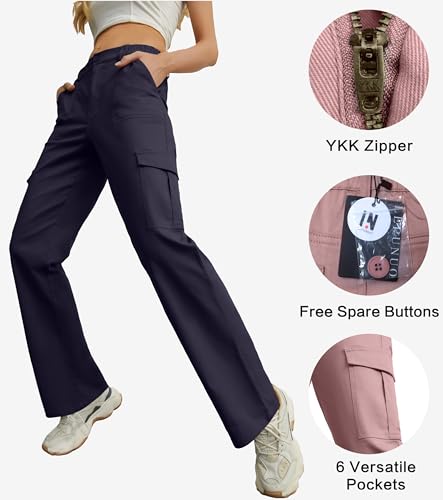 Image of Lepunuo Cargo Pants for Women High Waisted Casual Pants Baggy Stretchy Wide Leg Y2K Streetwear with 6 Pockets