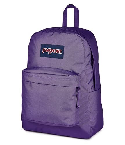 Image of JanSport SuperBreak Plus Backpack with Padded 15-inch Laptop Sleeve and Integrated Bottle Pocket - Spacious and Durable Daypack for Work and Travel, Daydream Contrast Purple /Blue /Purple /Mul
