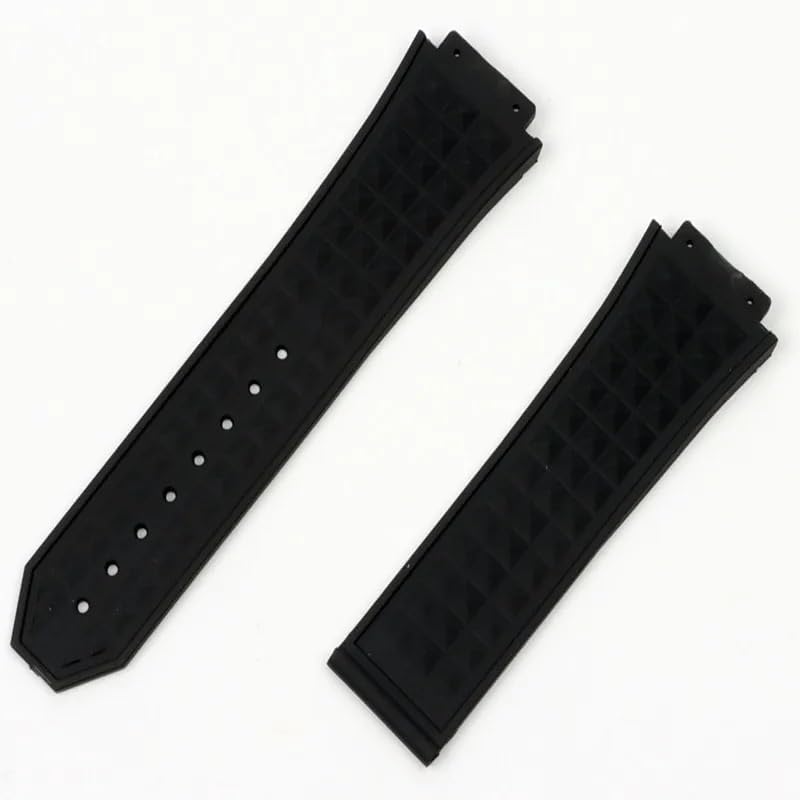 26 * 19mm black diamond Silicone Rubber Wrist Bracelet steel butterfly Buckle For strap watch band2