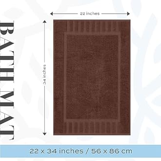 White Classic Luxury Bath Mat Floor Towel Set - Absorbent Cotton Hotel Spa Shower/Bathtub Mats [Not a Bathroom Rug] 22"x34" | 2 Pack | Brown