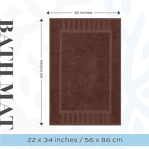 White Classic Luxury Bath Mat Floor Towel Set - Absorbent Cotton Hotel Spa Shower/Bathtub Mats [Not a Bathroom Rug] 22"x34" | 2 Pack | Brown