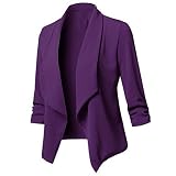 LPxdywlk Frauen Herbst Volltonfarbe Slim Blazer Rüschen Mode Jacke Anzug Vorne Offen lila M