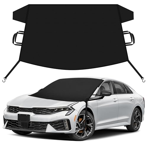 Image of EcoNour Car Snow Cover Compatible for Kia Forte | Windshield Cover for Ice and Snow with S-Hook Straps | Heavy-Duty 600D Oxford Winter Car Cover, Waterproof & Anti-Slip